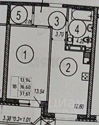 Продажа 1-комнатной квартиры 40 м², 9/25 этаж