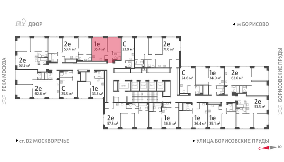 Продажа 1-комнатной квартиры 35,4 м², 33/52 этаж