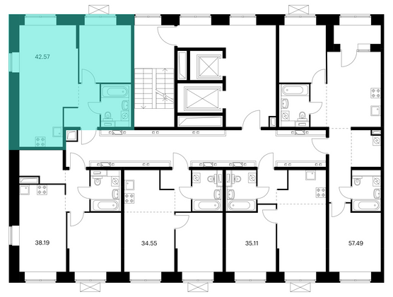 Продажа 1-комнатной квартиры 42,6 м², 5/10 этаж