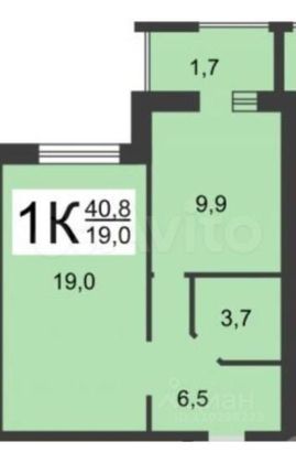 Продажа 1-комнатной квартиры 40,8 м², 10/10 этаж