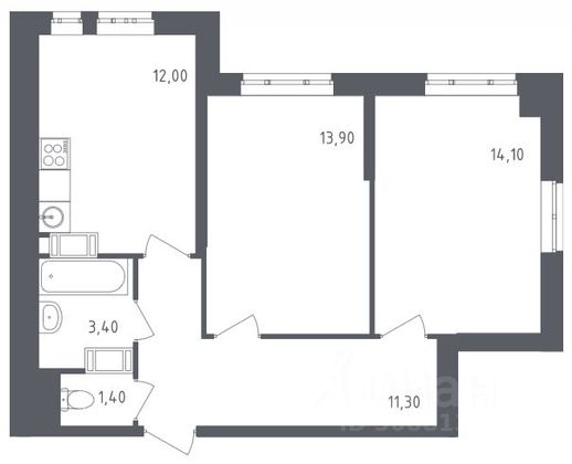 Продажа 2-комнатной квартиры 56,3 м², 17/23 этаж