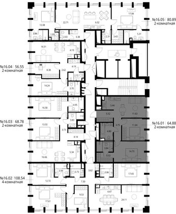 Продажа 2-комнатной квартиры 64,9 м², 16/17 этаж