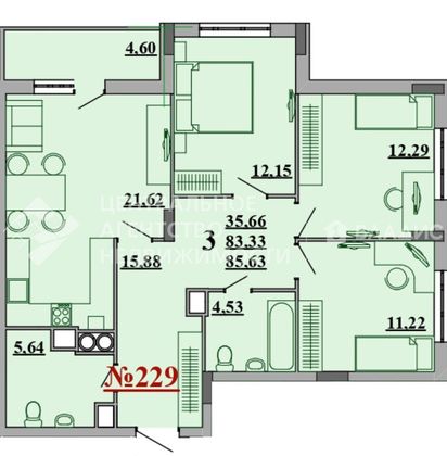 Продажа 3-комнатной квартиры 85,6 м², 2/26 этаж