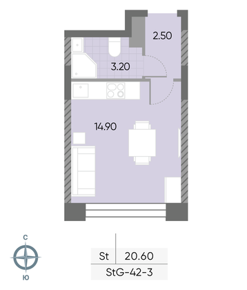 Продажа квартиры-студии 20,6 м², 3/30 этаж