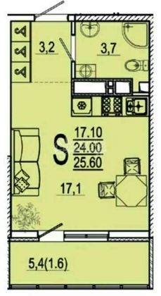 Продажа 1-комнатной квартиры 25 м², 11/24 этаж