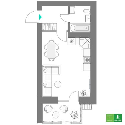 30,2 м², 1-комн. квартира, 4/9 этаж