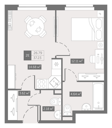 37,2 м², 1-комн. квартира, 11/11 этаж