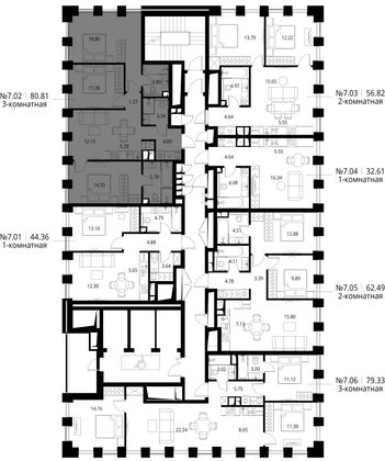 Продажа 3-комнатной квартиры 80,8 м², 7/27 этаж