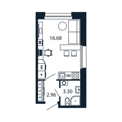 Продажа квартиры-студии 22,9 м², 2/12 этаж