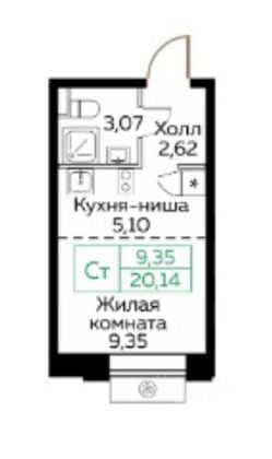 Продажа квартиры-студии 20,1 м², 18/27 этаж