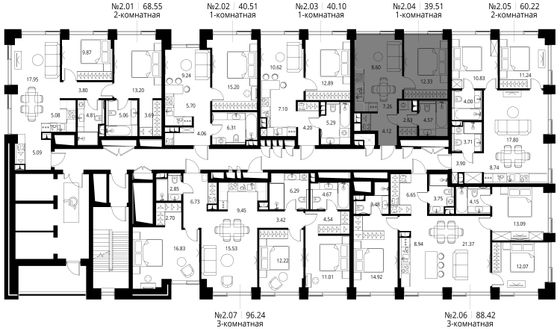 Продажа 1-комнатной квартиры 39,5 м², 2/27 этаж