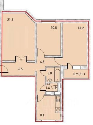 Продажа 3-комнатной квартиры 72,1 м², 19/19 этаж