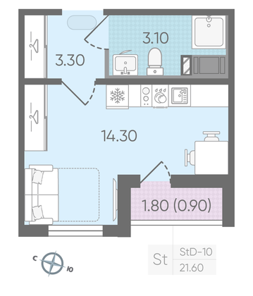 Продажа квартиры-студии 20,7 м², 3/24 этаж