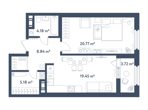 Продажа 1-комнатной квартиры 60,3 м², 2/11 этаж