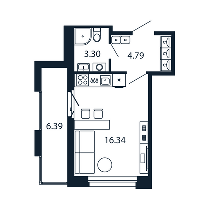 Продажа квартиры-студии 26,4 м², 8/12 этаж