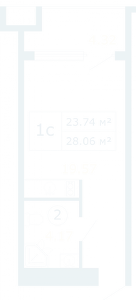 Продажа квартиры-студии 28,1 м², 1/12 этаж