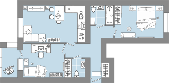 64 м², 3-комн. квартира, 3/4 этаж