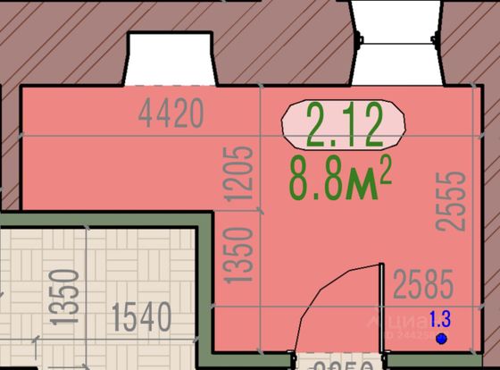 Продажа квартиры-студии 8,8 м², 2/2 этаж