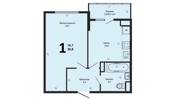 Продажа 1-комнатной квартиры 36 м², 1/19 этаж