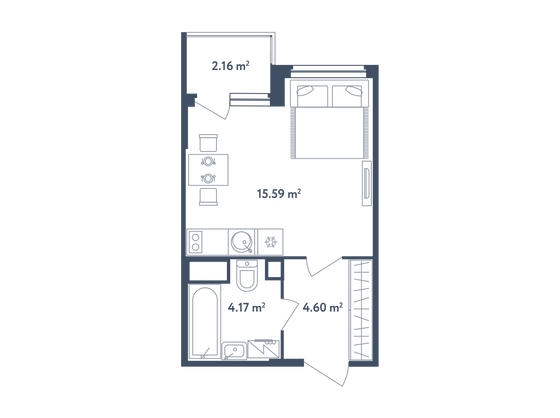 Продажа квартиры-студии 25,4 м², 2/4 этаж
