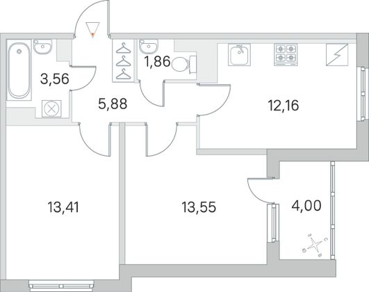 Продажа 2-комнатной квартиры 52,4 м², 5/5 этаж