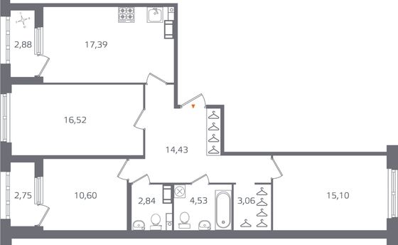 Продажа 3-комнатной квартиры 87,3 м², 4/10 этаж