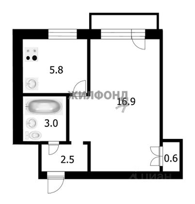 Продажа 1-комнатной квартиры 28,8 м², 4/5 этаж