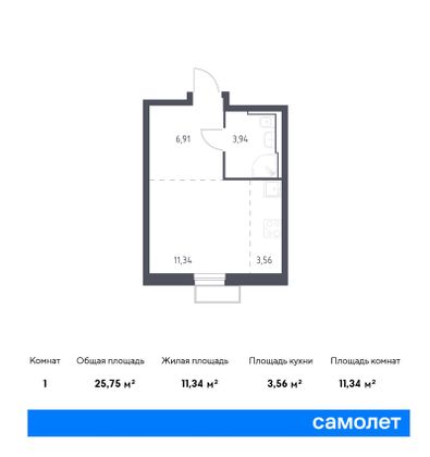 25,8 м², студия, 18/24 этаж