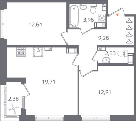 Продажа 2-комнатной квартиры 62 м², 5/16 этаж