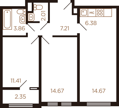 Продажа 3-комнатной квартиры 62,6 м², 2/8 этаж