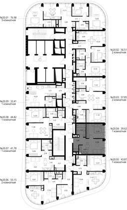 Продажа 1-комнатной квартиры 39,6 м², 20/49 этаж