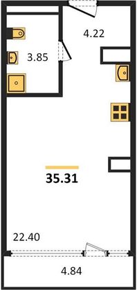 Продажа квартиры-студии 35,3 м², 14/27 этаж