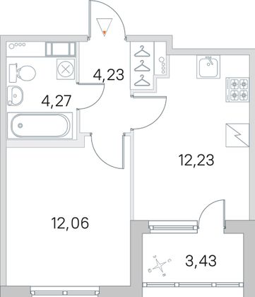 Продажа 1-комнатной квартиры 34,5 м², 2/5 этаж