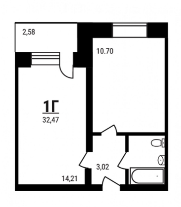 Продажа 1-комнатной квартиры 32,5 м², 4/5 этаж