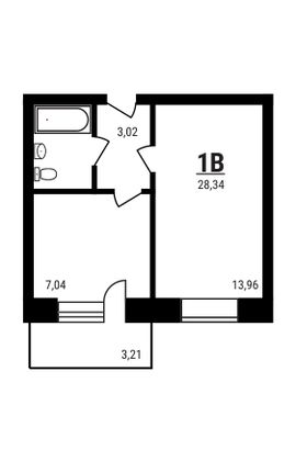 Продажа 1-комнатной квартиры 28,3 м², 5/5 этаж