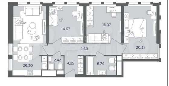 Продажа 3-комнатной квартиры 96 м², 31/54 этаж