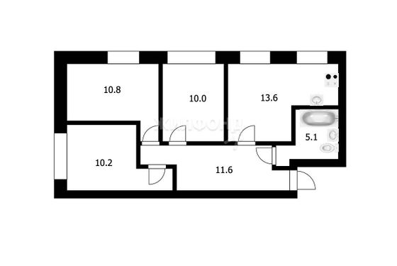 Продажа 3-комнатной квартиры 61,1 м², 1/5 этаж