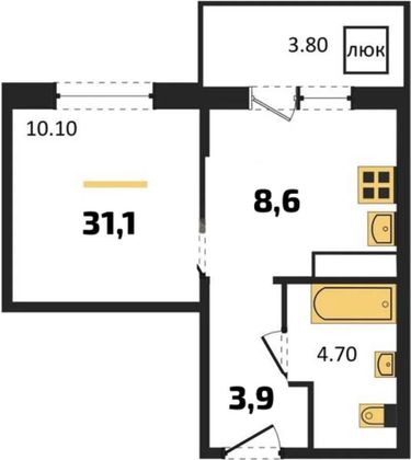 Продажа 1-комнатной квартиры 31 м², 2/18 этаж