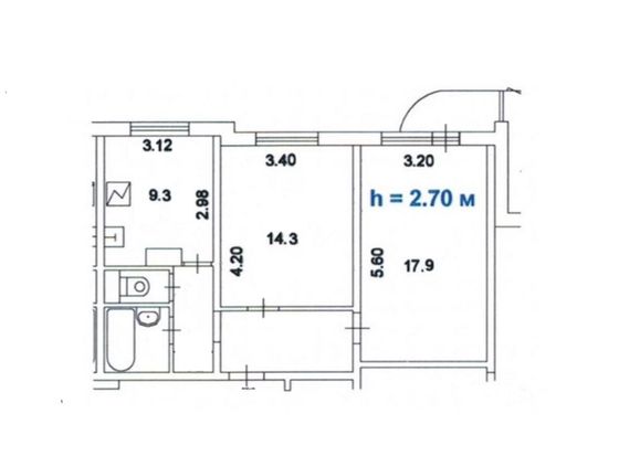 Продажа 2-комнатной квартиры 53,7 м², 3/16 этаж