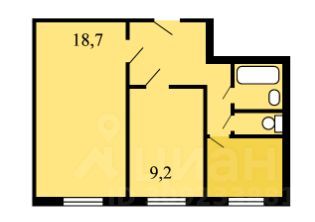 Продажа 2-комнатной квартиры 44,5 м², 1/9 этаж