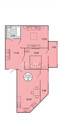 Продажа 2-комнатной квартиры 66 м², 2/9 этаж