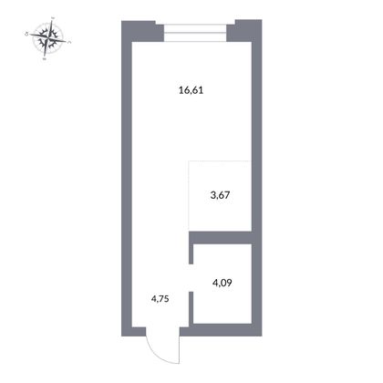 Продажа квартиры-студии 29,1 м², 21/27 этаж