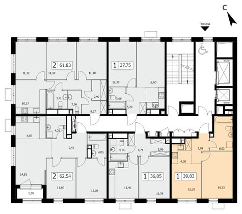 39,8 м², 1-комн. квартира, 2/19 этаж