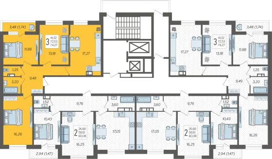 Продажа 3-комнатной квартиры 74,3 м², 5/19 этаж