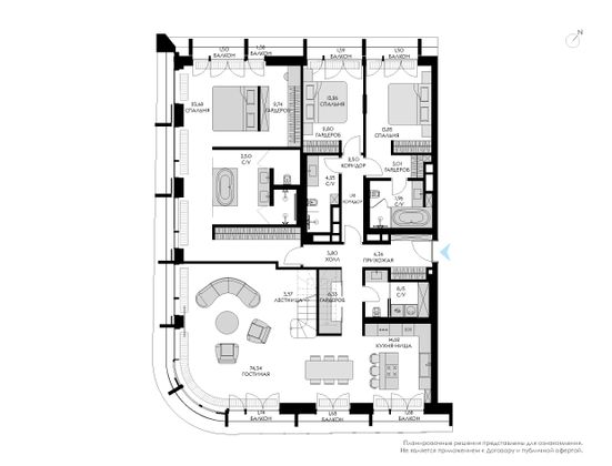 233,8 м², 4-комн. квартира, 10/10 этаж