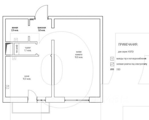 Продажа 1-комнатной квартиры 38,1 м², 6/22 этаж