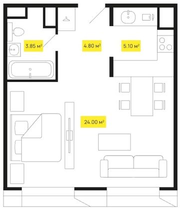 Продажа 1-комнатной квартиры 37,6 м², 14/24 этаж