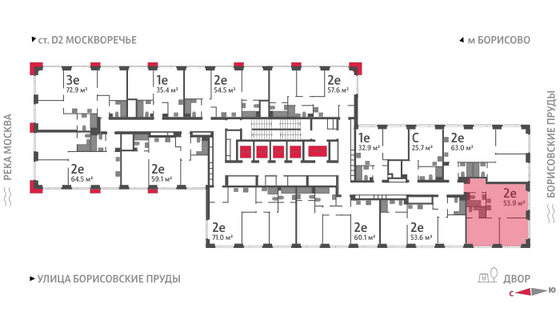 Продажа 2-комнатной квартиры 53,9 м², 27/52 этаж