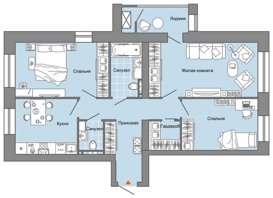 80 м², 3-комн. квартира, 3/7 этаж