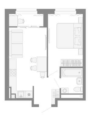 Продажа 1-комнатной квартиры 38,8 м², 12/26 этаж